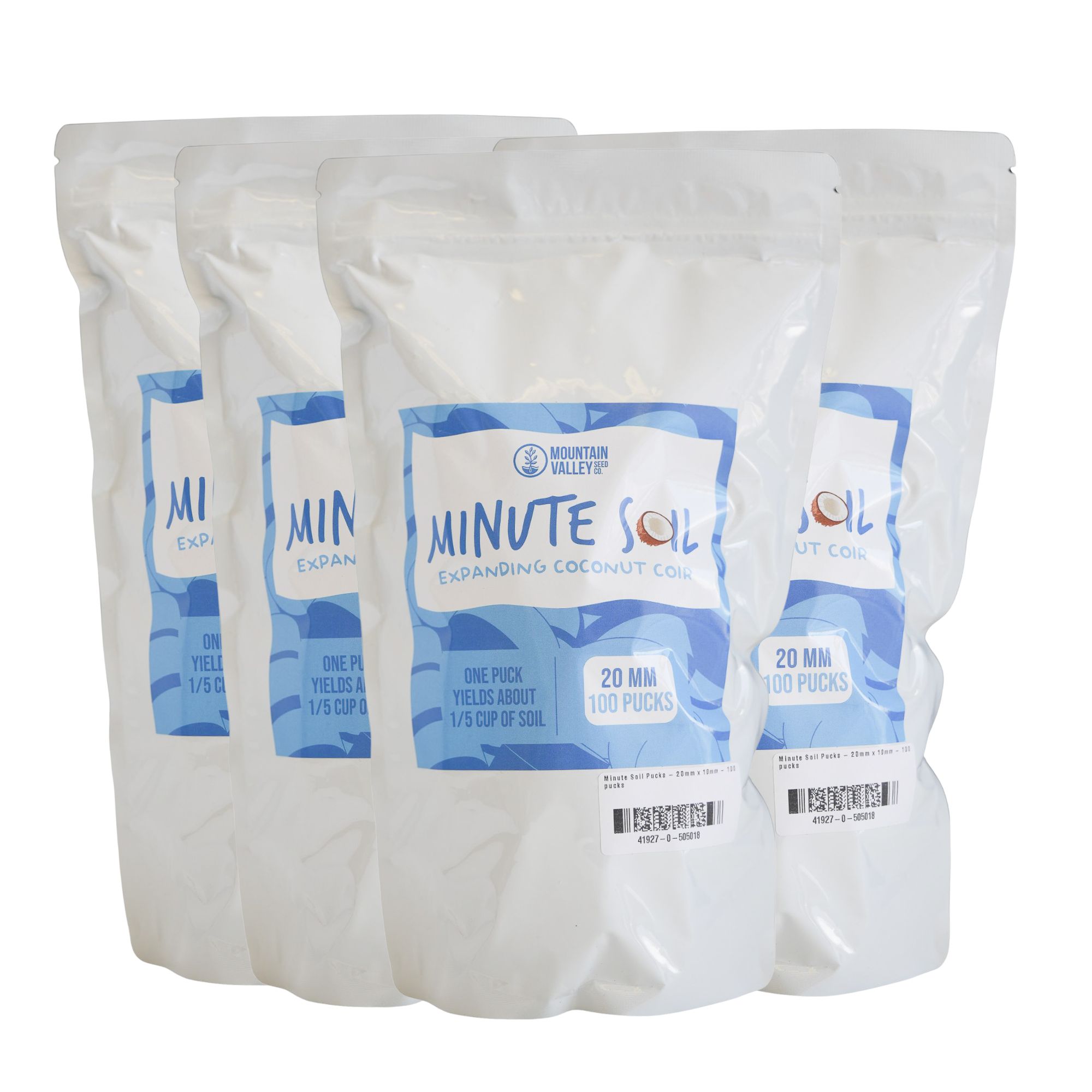 Minute Soil Pucks - 20mm x 10mm - 100 Pellets - 4 Pack - Expands to ~20 Qts - High Quality OMRI Organic Compressed Coco Coir Gro