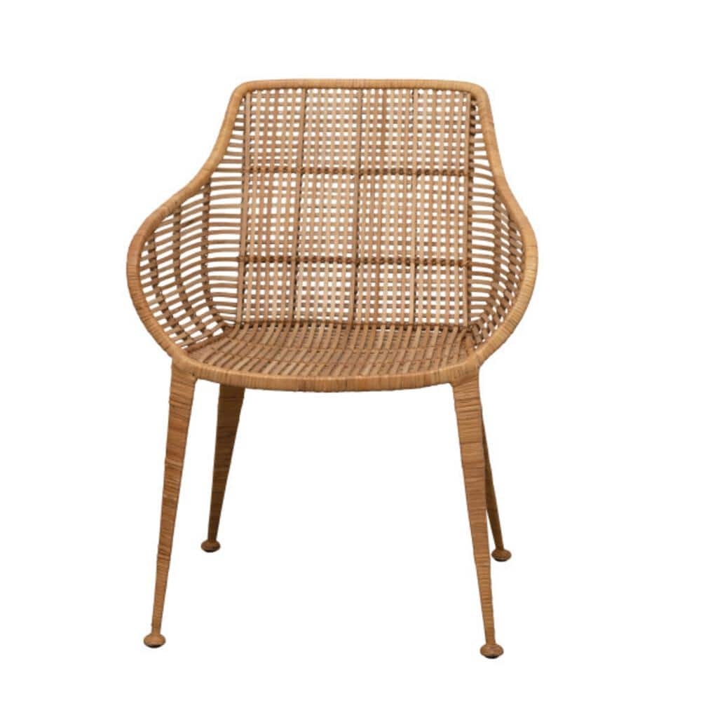 Natural Hand-Woven Rattan Arm Chair