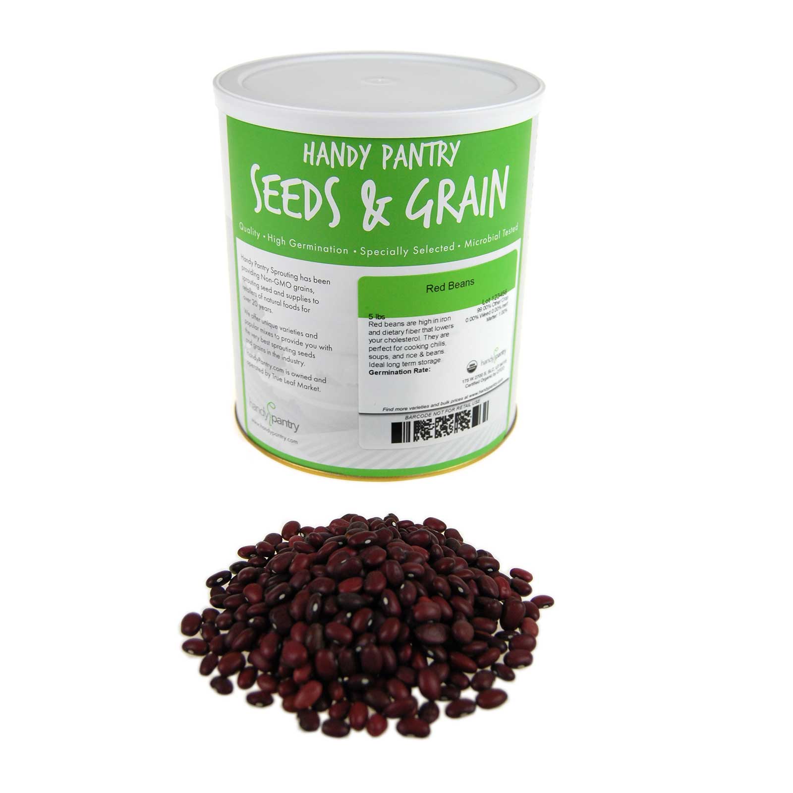 Organic Red Chili Beans -5 Lb-Dry Packed Can - Long Shelf Life Storage - Buy Non-GMO Phaseolus vulgaris Farm & Gardening Seeds O