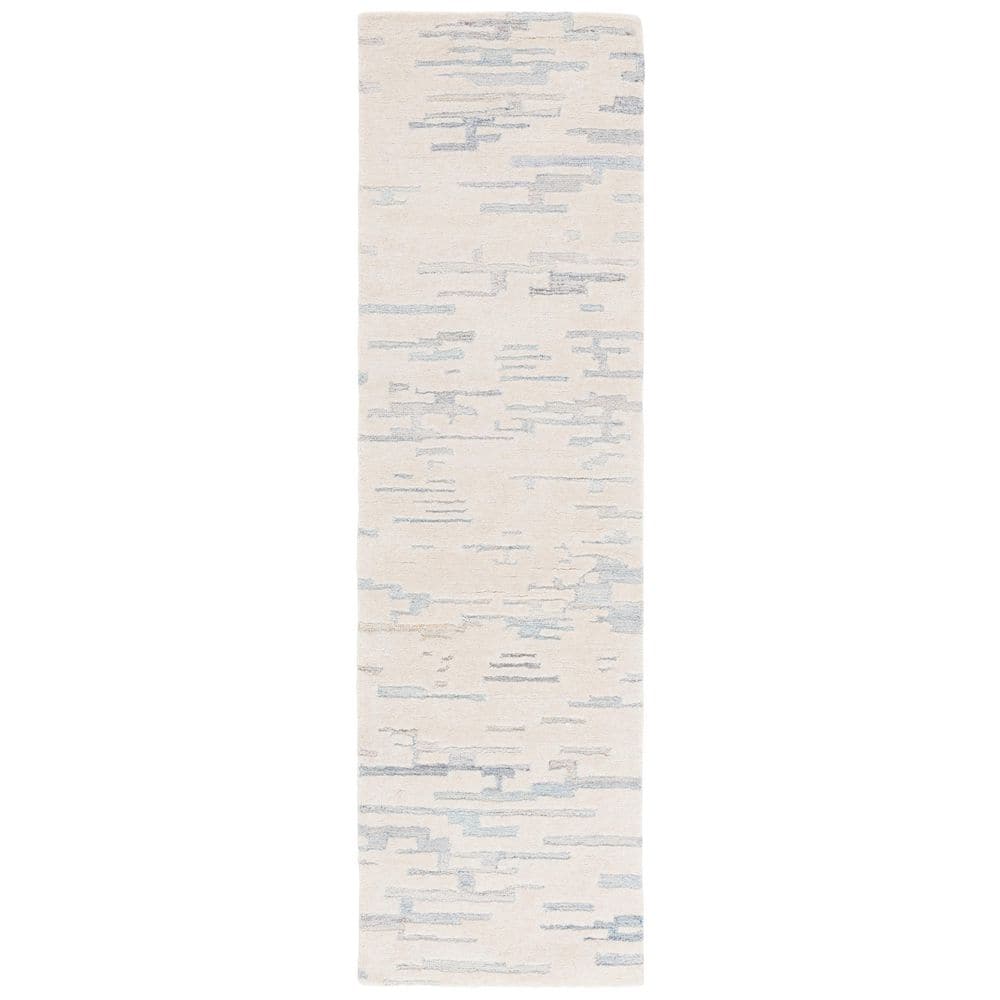 Renewal 2 ft. x 8 ft. Ivory/Light Blue Abstract Runner Rug