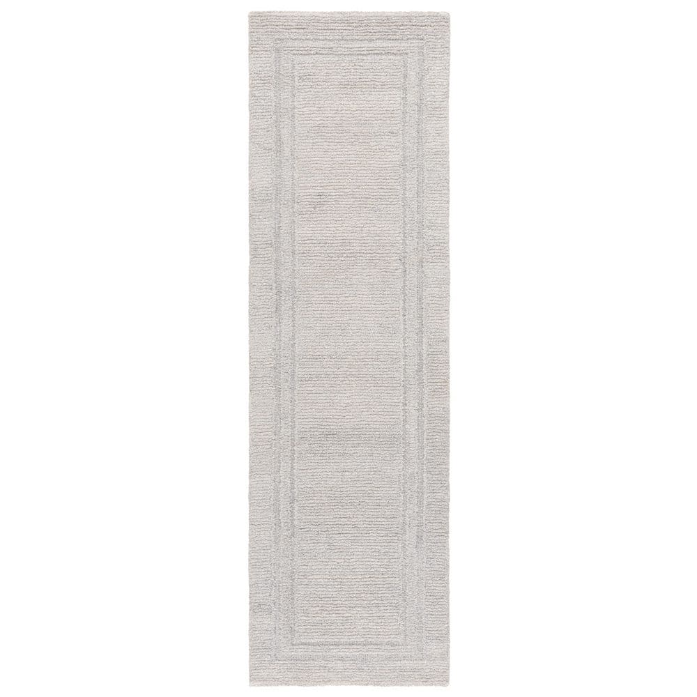 Renewal 2 ft. x 8 ft. Silver Solid Border Runner Rug