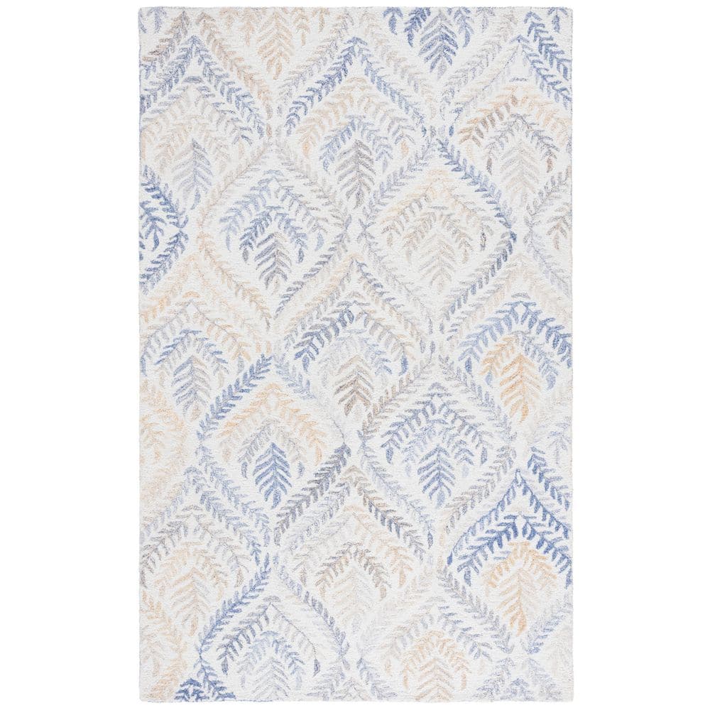 Renewal 5 ft. x 8 ft. Beige/Gray Diamond Leaf Area Rug