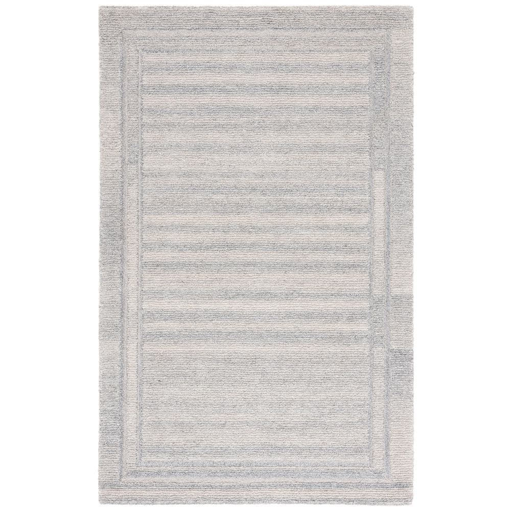 Renewal 5 ft. x 8 ft. Silver/Gray Solid Border Area Rug