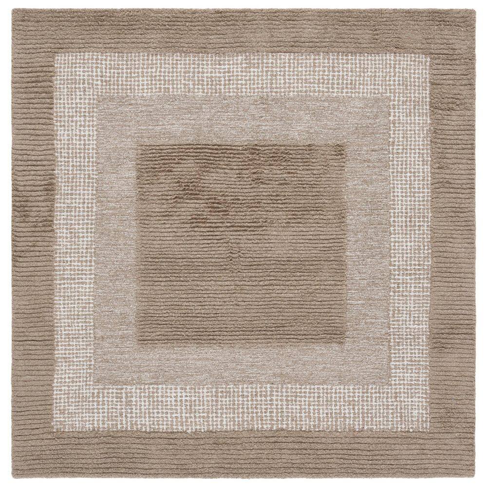Renewal 6 ft. x 6 ft. Brown/Ivory Border Square Area Rug