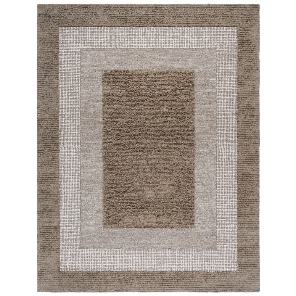 Renewal 8 ft. x 10 ft. Brown/Ivory Border Area Rug