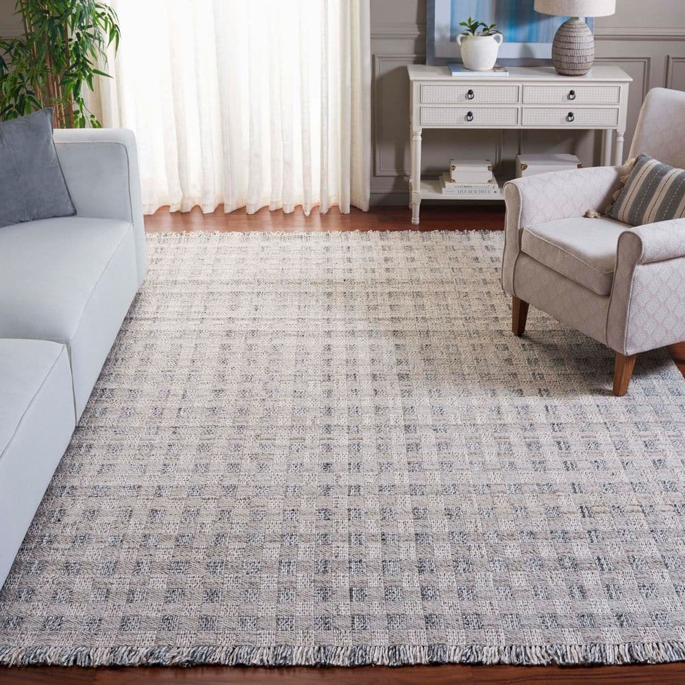 Renewal 9 ft. x 12 ft. Gray Lattice Fringe Area Rug