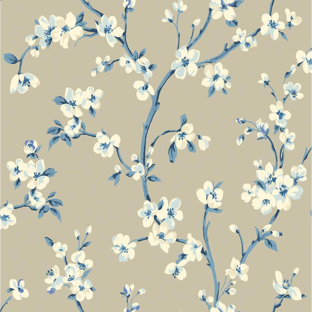 Sakura Delft Floral Blossom Vinyl Peel and Stick Wallpaper Roll (Covers 30.75 sq. ft.)
