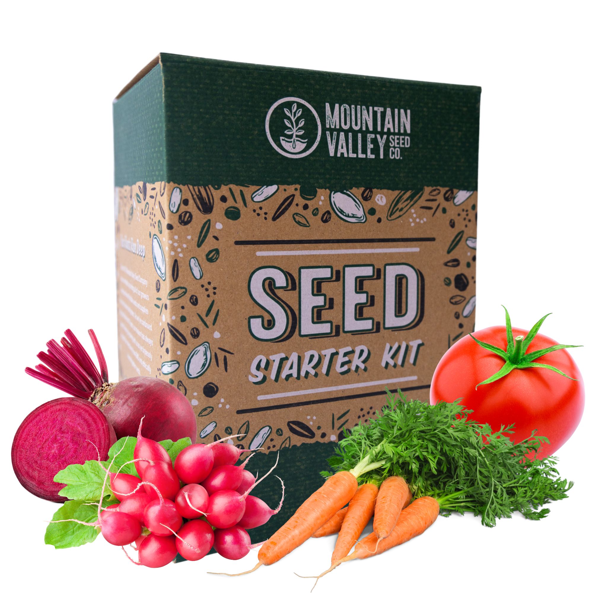 Salad & Vegetable Garden Starter -Deluxe Kit -12 Non-GMO Seeds: Cucumber, Tomato