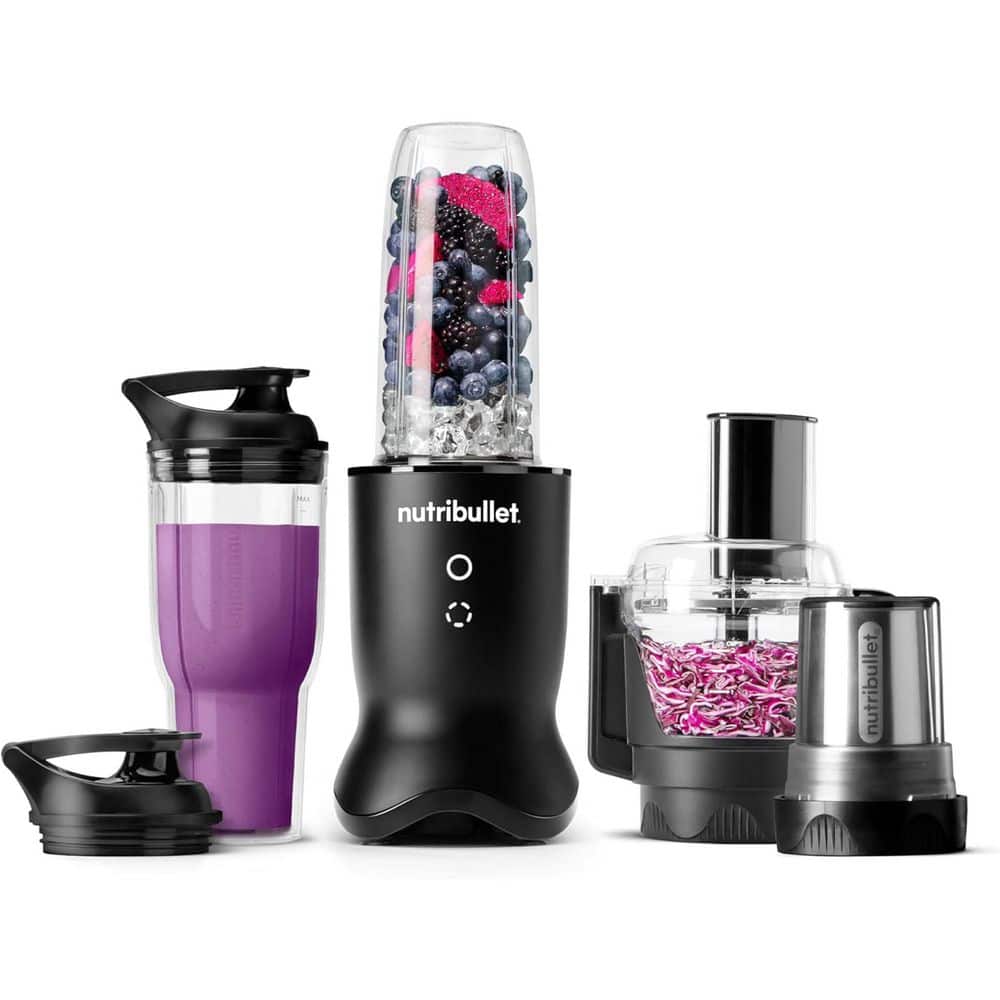 Ultra Plus Kitchen System, 32 oz. and 24 oz. Blending Cups, 2-Cup Food Processor, Single Speed, Satin Black Blender