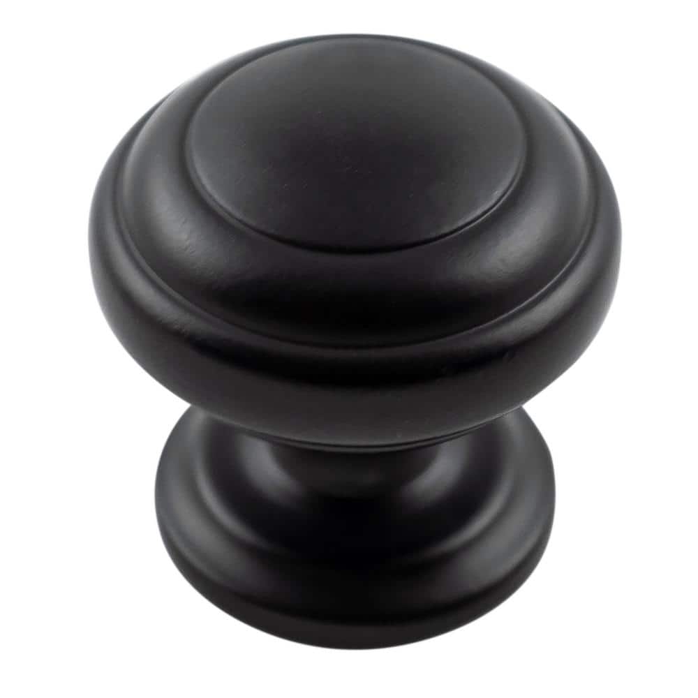 Zephyr Collection Knob 1-1/4 in. Diameter Matte Black Finish Modern Zinc Cabinet Knob (10-Pack)