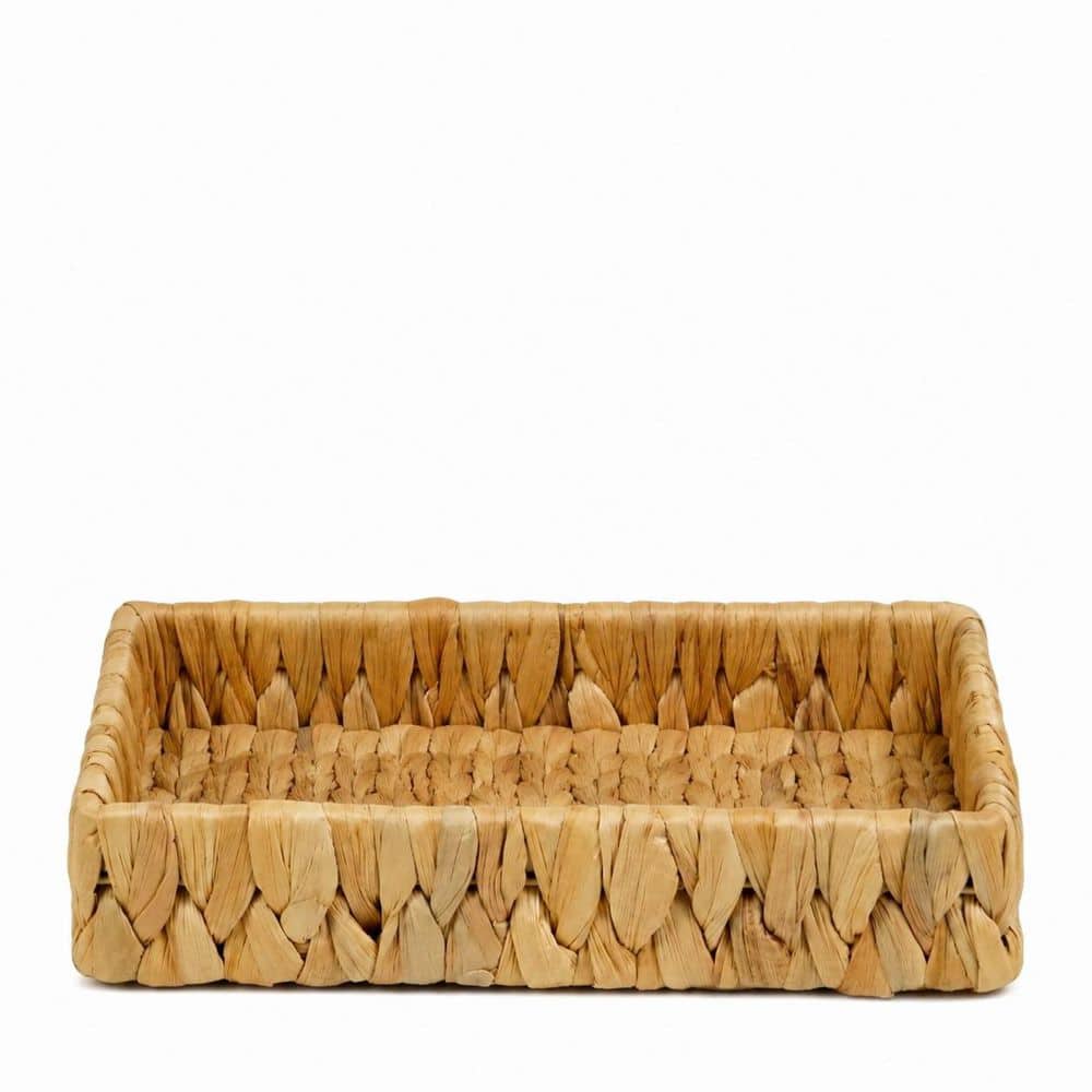 10 in. Handwoven Water Hyacinth Bathroom Tray for Countertop, Toilet Tank, Vanity, and Coffee Table Decor