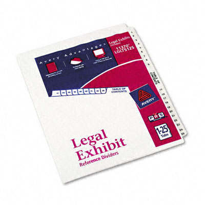 11370 -Style Legal Side Tab Divider Title: 1-25 Letter White One Set