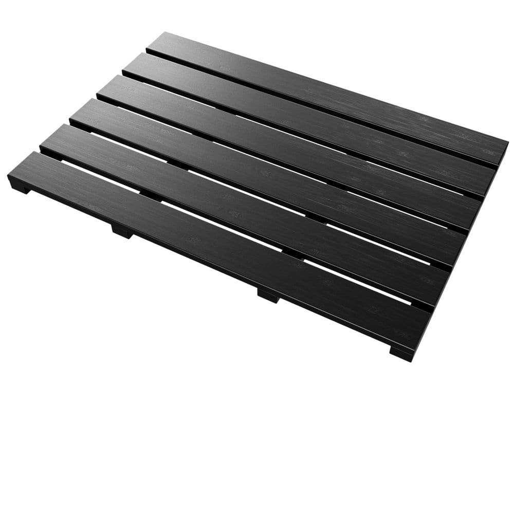 14.2 in. x 21.3 in. Bath Mat in Black, Non-Slip Bamboo Sturdy Water Proof Bathroom Carpet, Easy to Maintenance