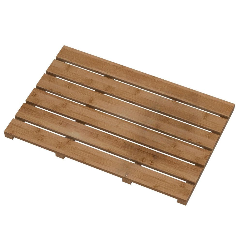 14.2 in. x 21.3 in. Bath Mat in Walnut, Non-Slip Bamboo Sturdy Water Proof Bathroom Carpet, Easy to Maintenance