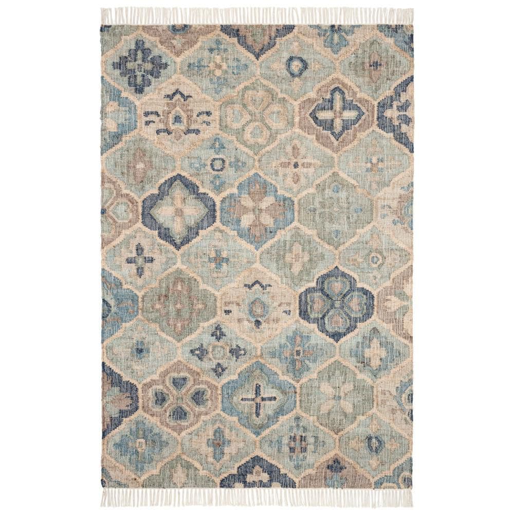 2 ft. x 3 ft. Blue Pali Handwoven Jute Indoor Area Rug