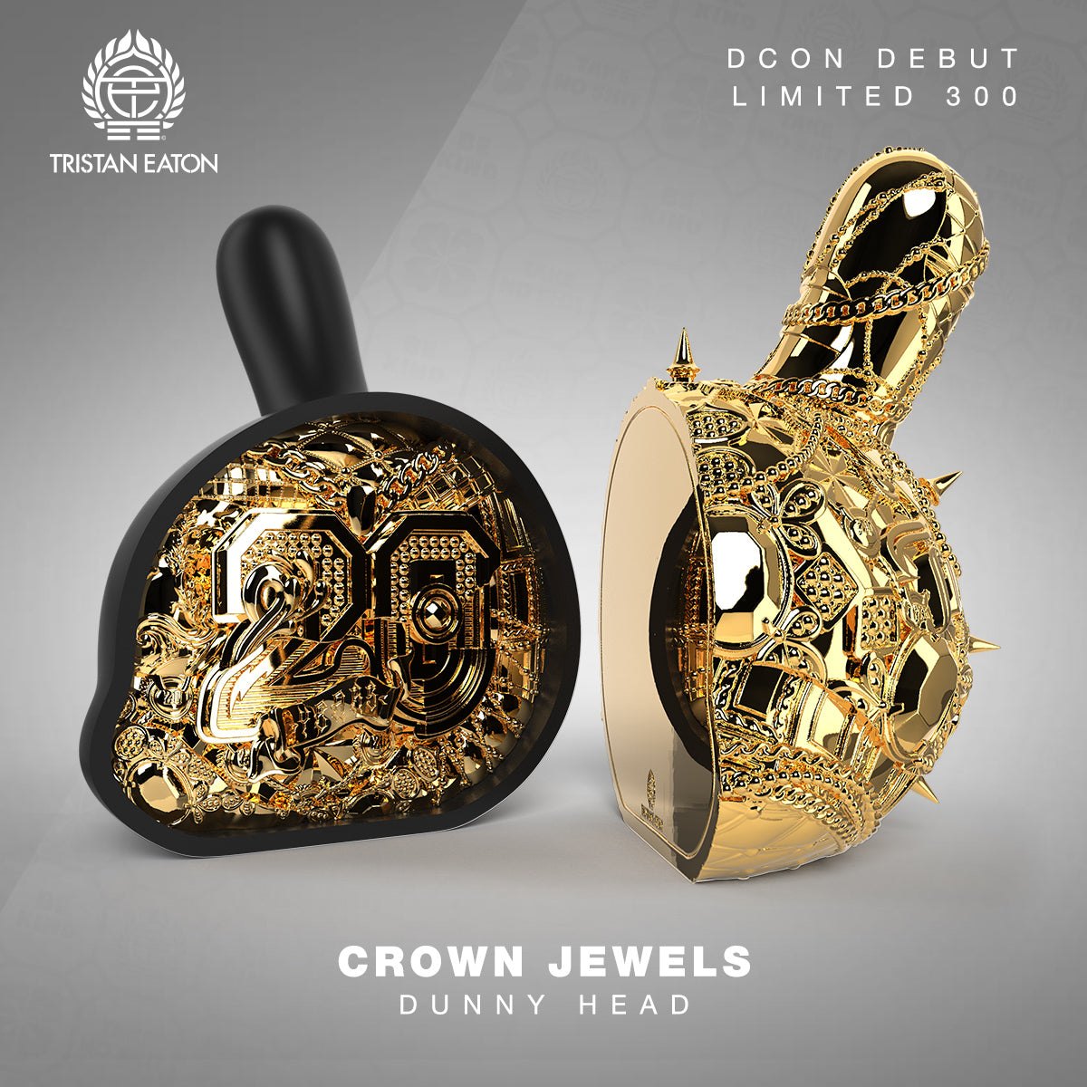 20th Anniversary Dunny Head 12" Art Figure - "Crown Jewels" by Tristan Eaton - Black & Gold Edition (Limited Edition of 300)
