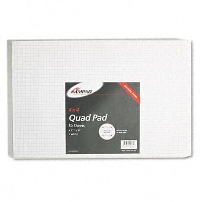 22037 Quadrille Pad 17 x 11 White 1 50-Sheet Pad
