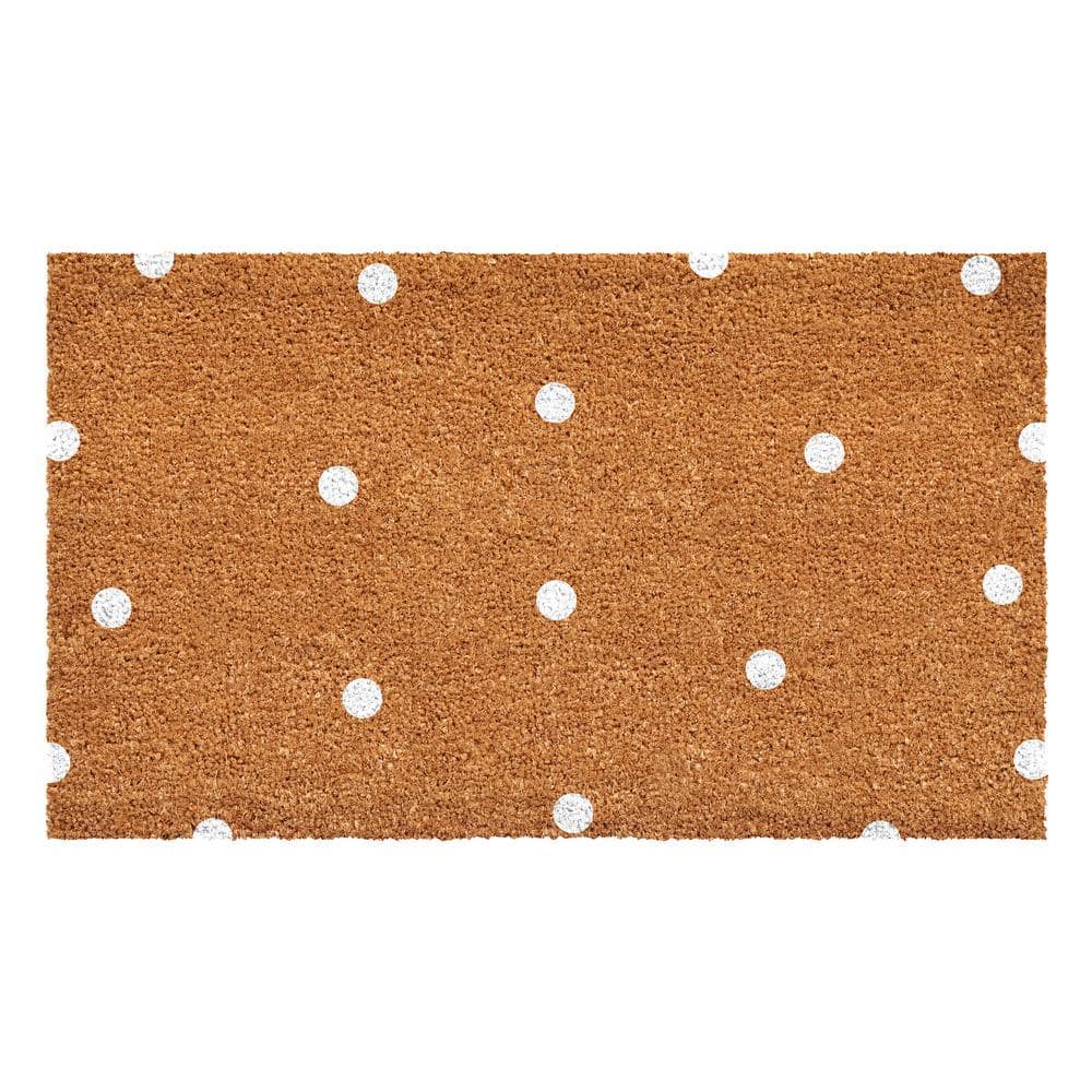 24 in. x 36 in. White Polka- Dots Doormat