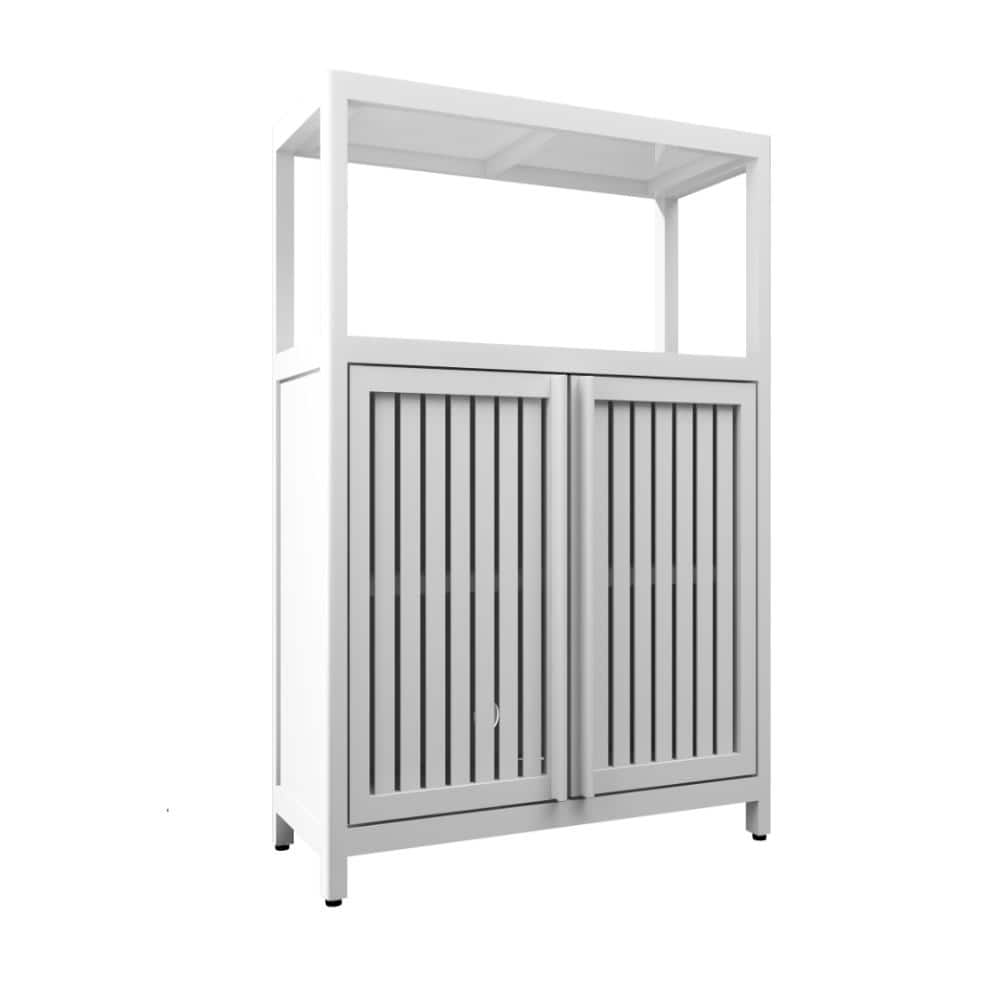 24.6 in. W x 32 in. H x 12.3 in. D White Over The Toilet Storage with Door, with Shelves