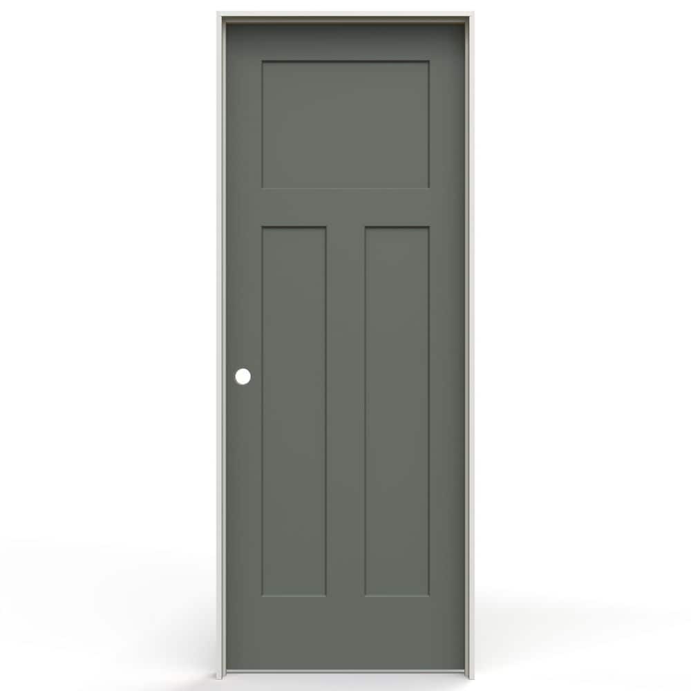 32 in. x 80 in. Craftsman 3 Panel Right-Handed Solid Core Renew Green Molded Composite Single Prehung Interior Door