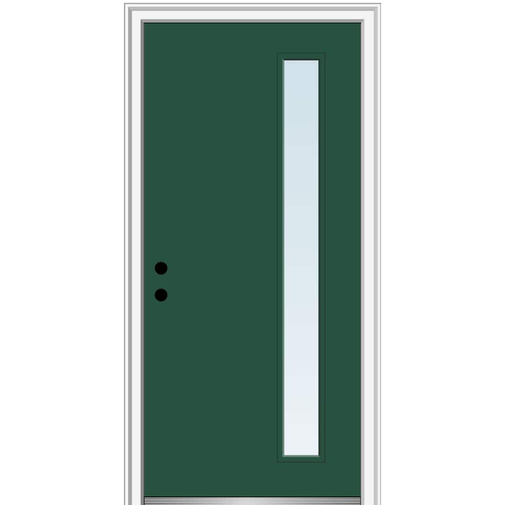 32 in. x 80 in. Viola Right-Hand Inswing 1-Lite Clear Low-E Painted Fiberglass Prehung Front Door on 4-9/16 in. Frame