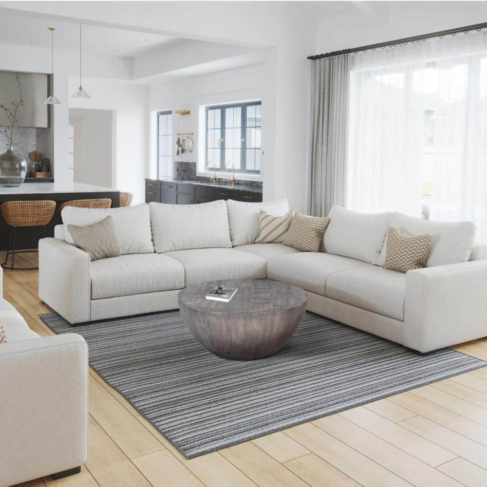 35.6 in. Olive Gray Round Wood Coffee Table with Convenient Floor Levelers