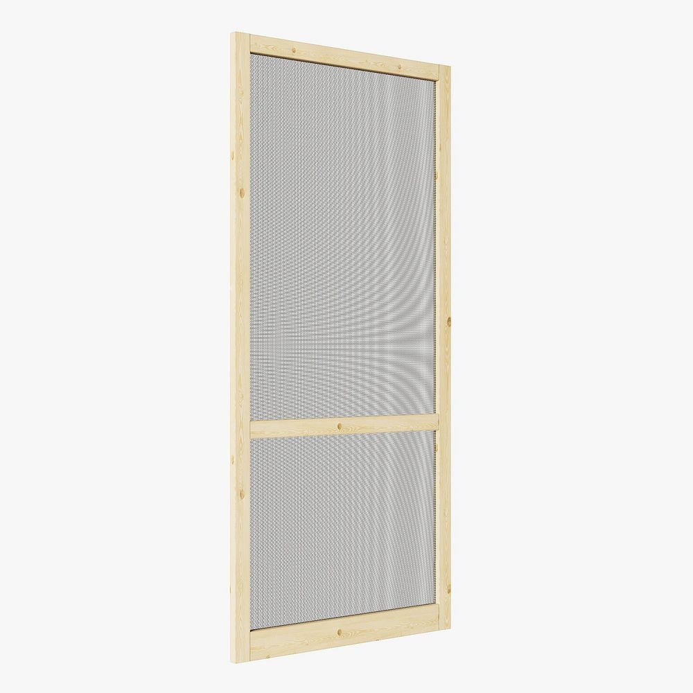 36 in. x 80 in. Universal Unfinished Pine Wood Vertical Slat Screen Door-Classic 2-Bar Style Gauze Mesh Hinged Door