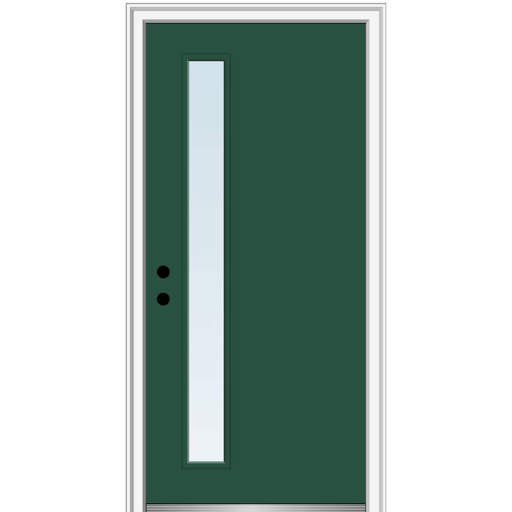 36 in. x 80 in. Viola Right-Hand Inswing 1-Lite Clear Low-E Painted Fiberglass Prehung Front Door on 6-9/16 in. Frame