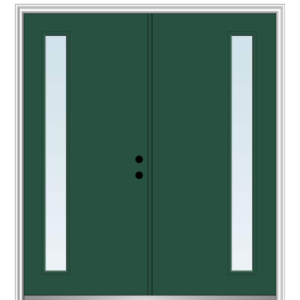 60 in. x 80 in. Viola Left Hand Inswing 1-Lite Clear Low-E Painted Fiberglass Smooth Prehung Front Door