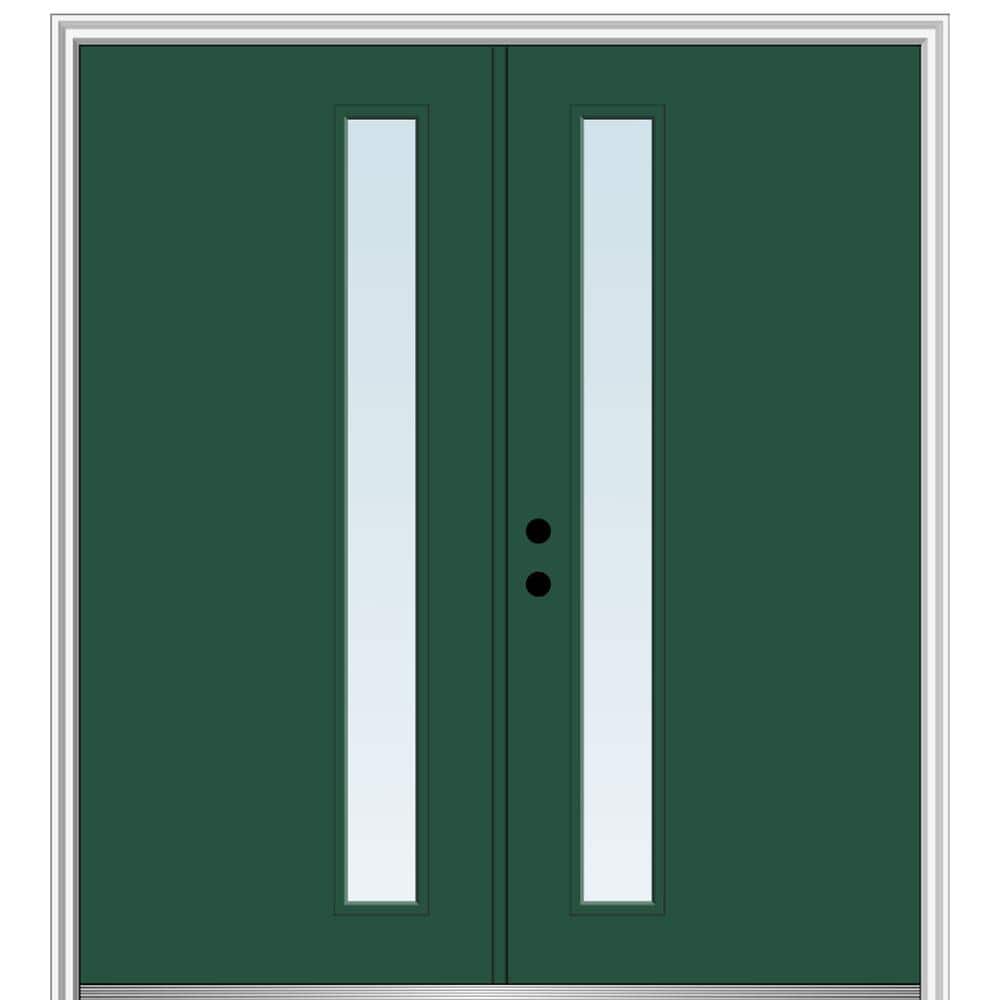 60 in. x 80 in. Viola Right-Hand Inswing 1-Lite Clear Low-E Painted Fiberglass Smooth Prehung Front Door