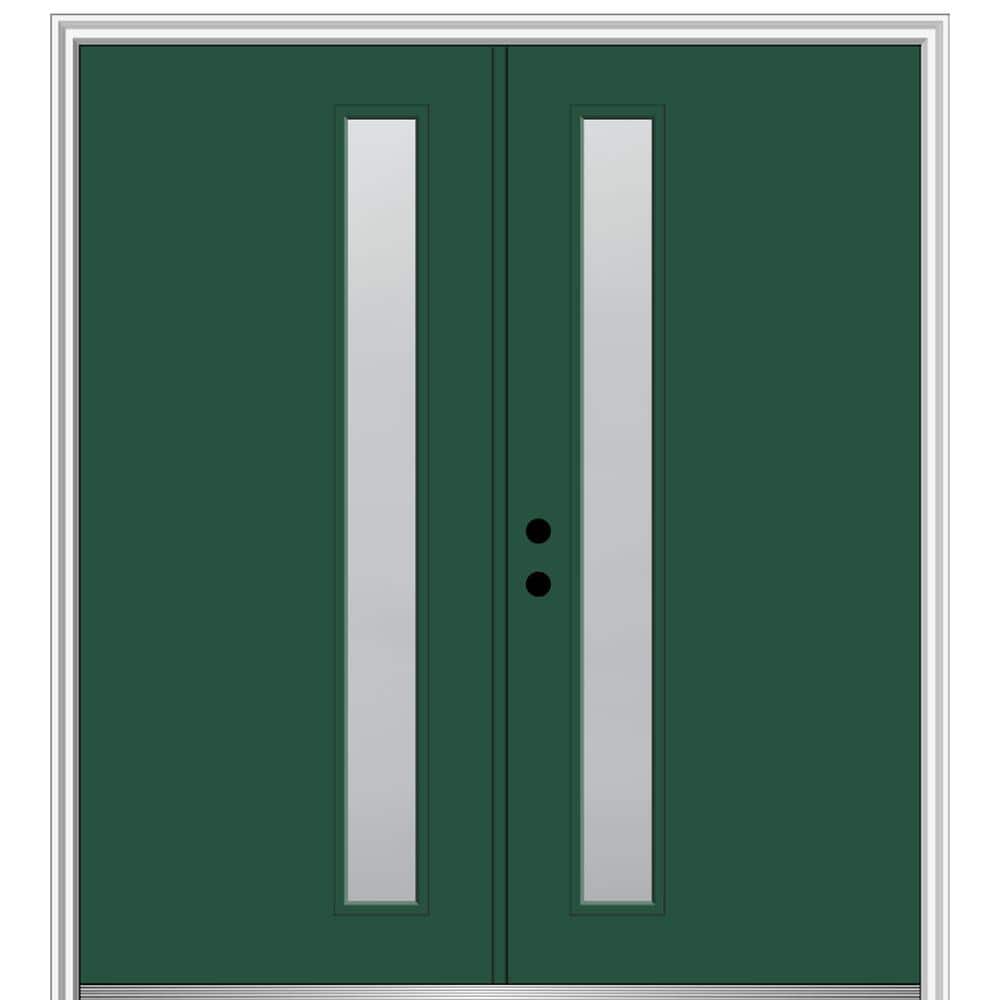 60 in. x 80 in. Viola Right-Hand Inswing 1-Lite Frosted Painted Fiberglass Smooth Prehung Front Door on 4-9/16 in. Frame