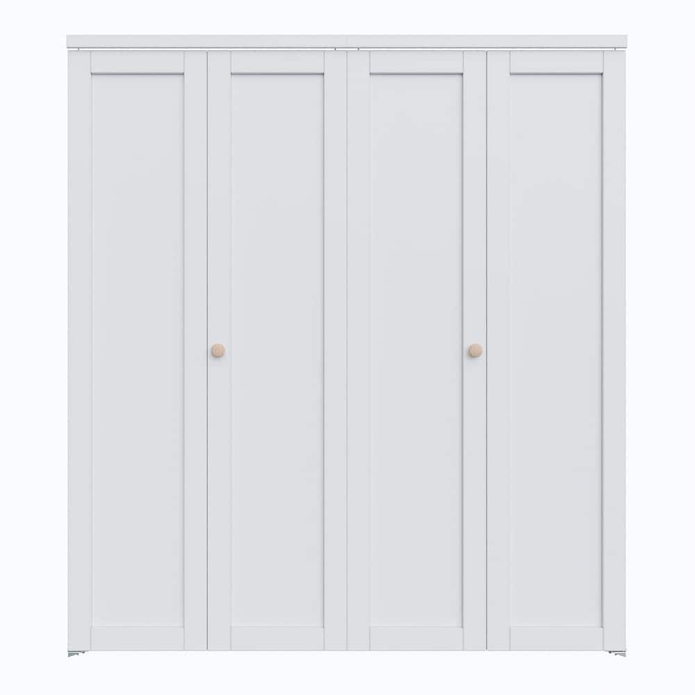 72 in. x 80 in. Solid Core White Primed Composite MDF Bi-fold Door with Hardware