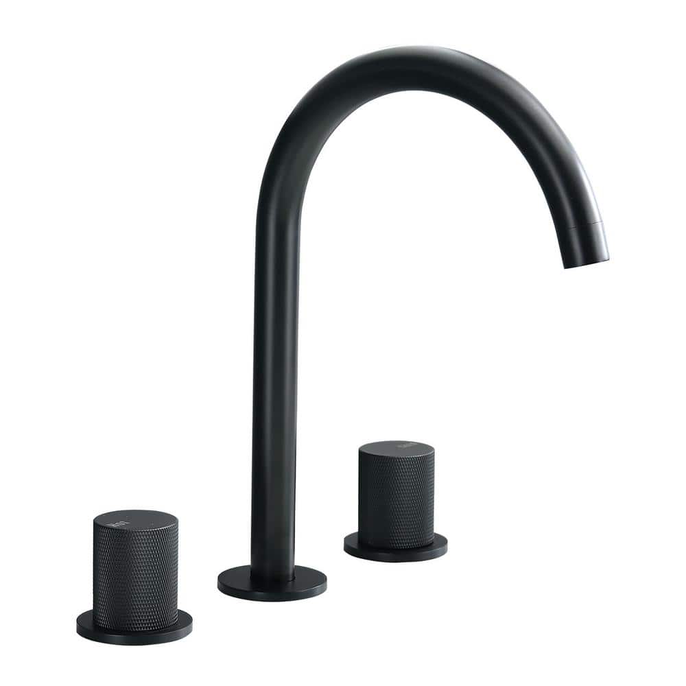 8 in. Widespread Double Handle Mid Arc Bathroom Faucet in Matte Black