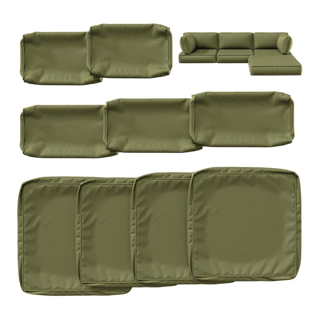 9-Piece Outdoor Patio Cushion Cover, UV and Waterproof Replacement Slipcovers Light Green ( No Insert )