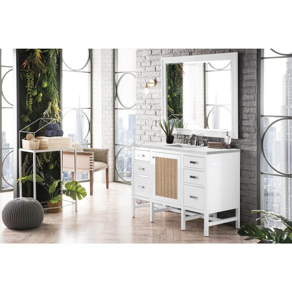 Addison 48 in. W x 23.5 in. D x 35.5 in. H Bathroom Vanity in Glossy White with Ethereal Noctis Quartz Top
