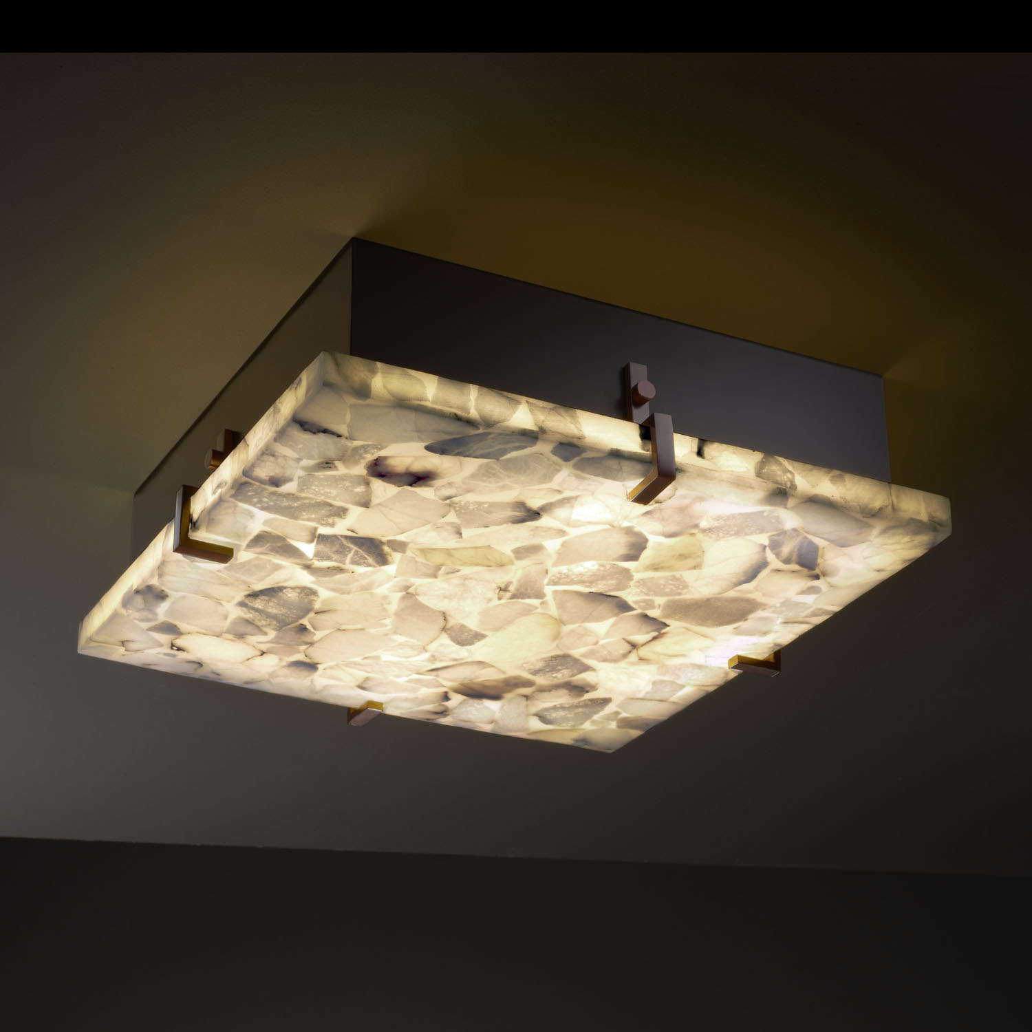 Alabaster Rocks! 4-Light Clips 16" Square Flush-Mount