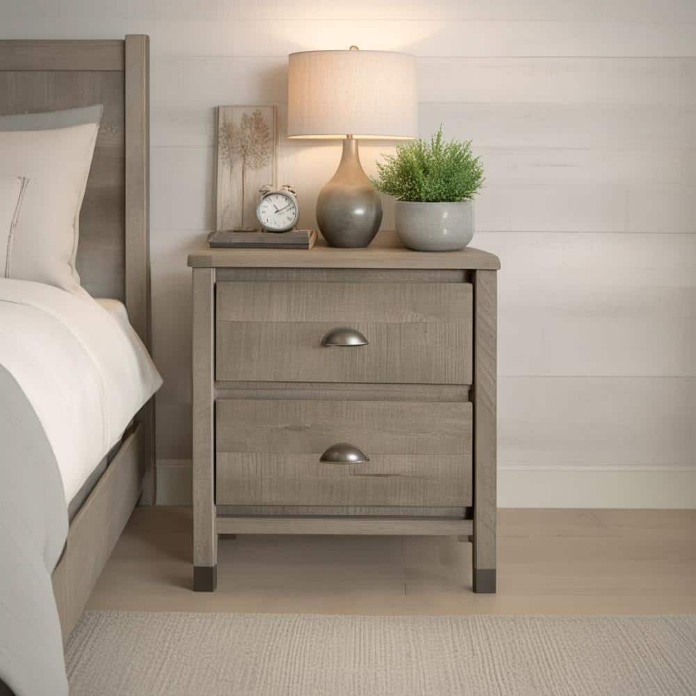 Baja 2-Drawer Driftwood Grey Nightstand