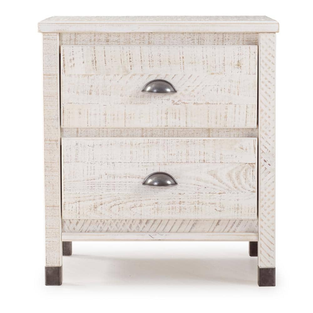 Baja 2-Drawer Shabby White Nightstand