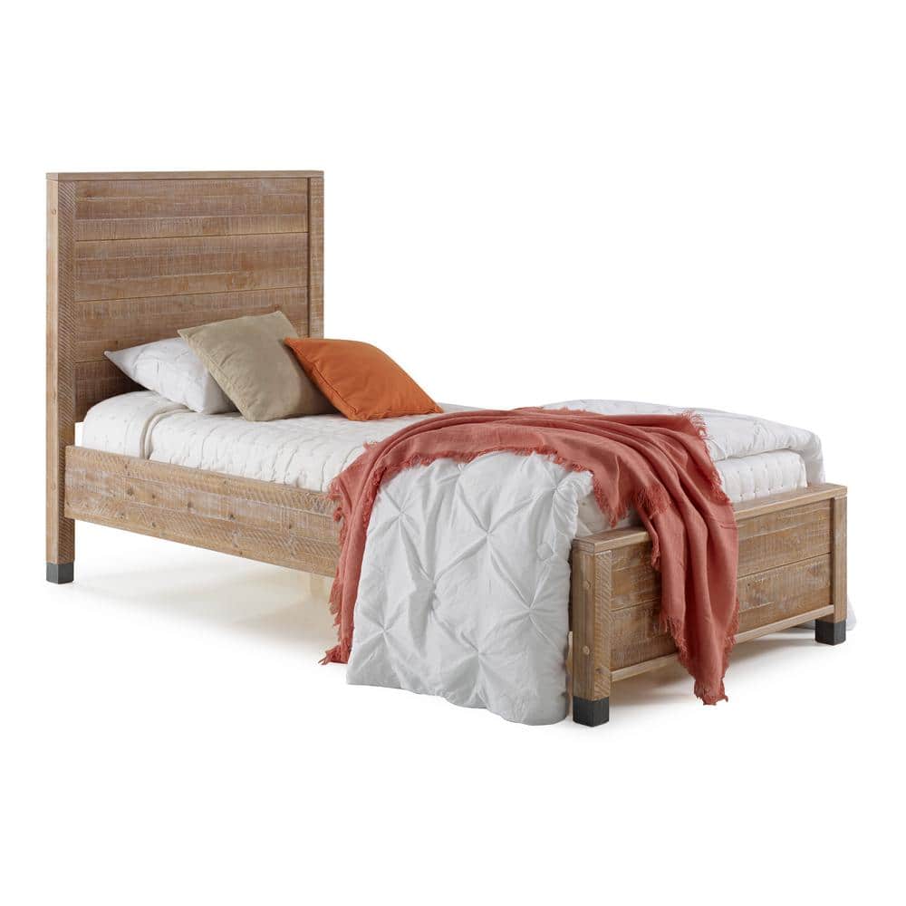 Baja Barnwood Twin Size Panel Headboard Platform Bed