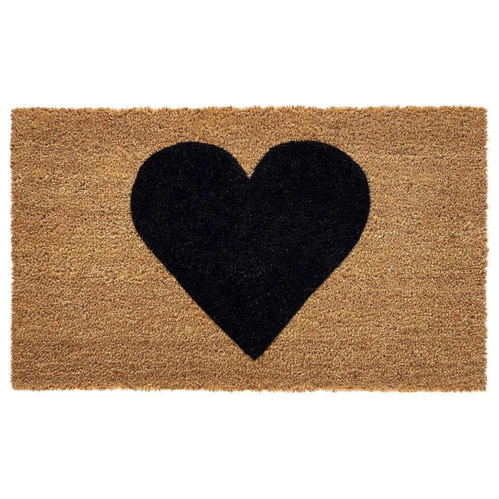 Balck Heart Doormat Multi-Colored 20 in. x 34 in. Indoor or Outdoor Doormat