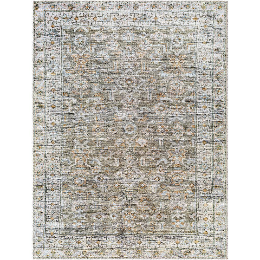 Becki Owens Darling Olive Traditional Machine-Washable 5 ft. x 7 ft. Indoor Area Rug