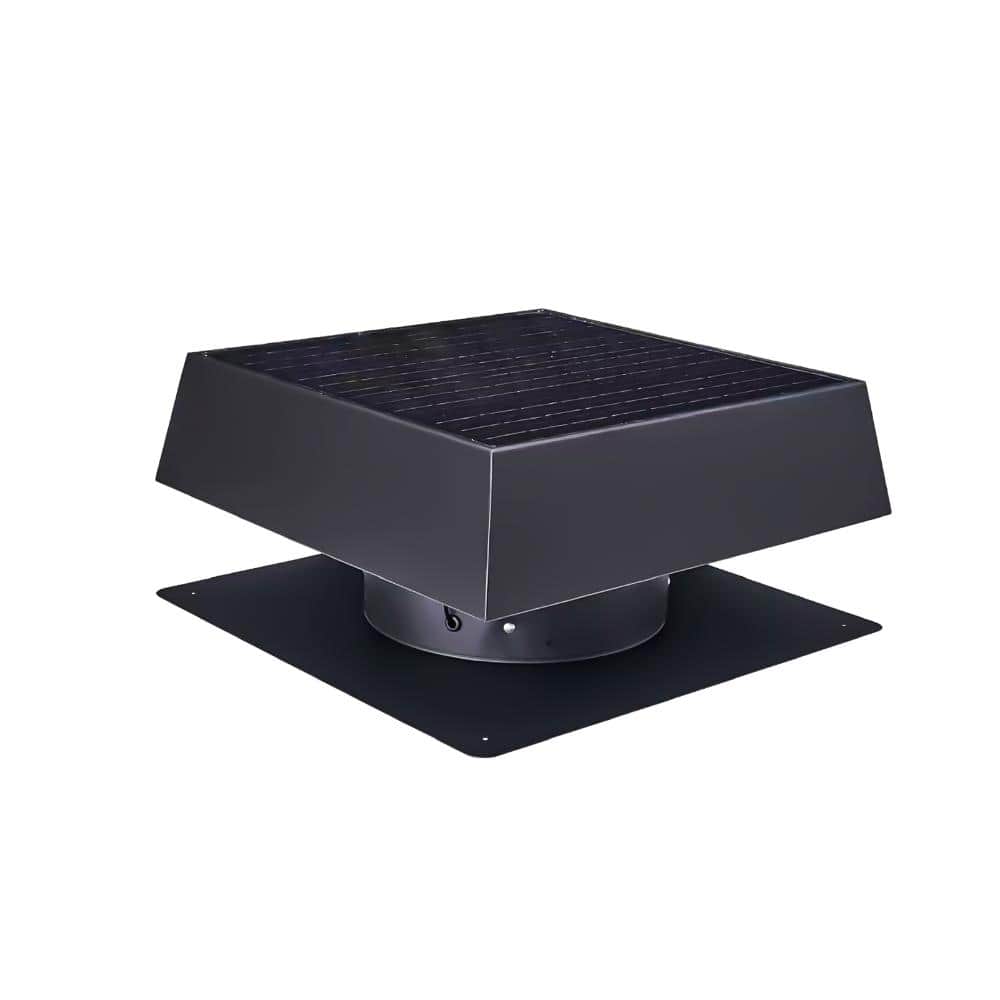 Black 35W Dual Power 12" Flush Mount Trapezoid Solar Attic Vent