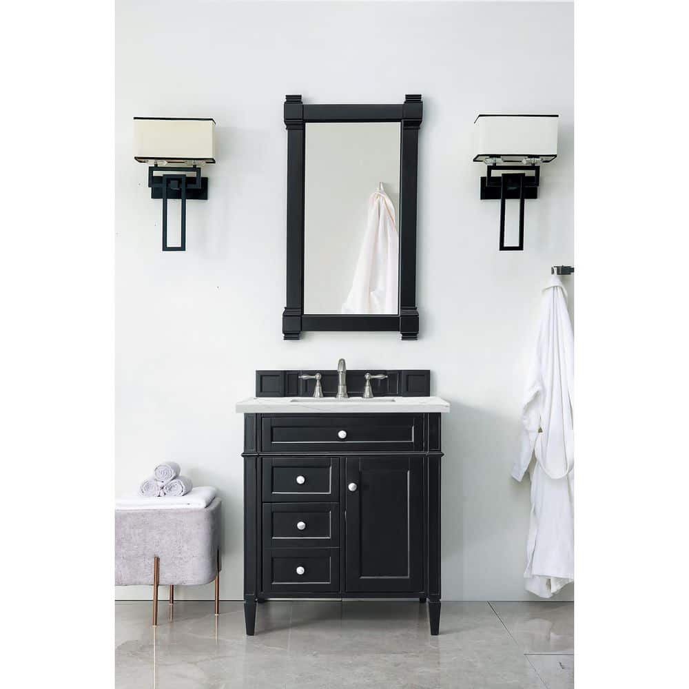 Brittany 30.0 in. W x 23.5 in. D x 34 in. H Bathroom Vanity in Black Onyx with Ethereal Noctis Quartz Top