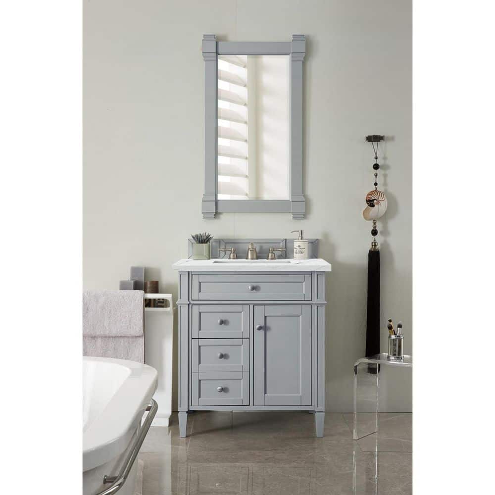 Brittany 30.0 in. W x 23.5 in. D x 34 in. H Bathroom Vanity in Urban Gray with Ethereal Noctis Quartz Top