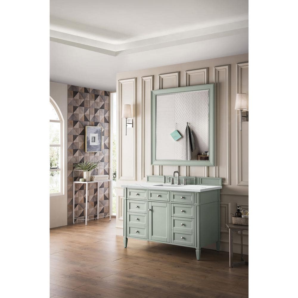 Brittany 48.0 in. W x 23.5 in. D x 34 in. H Bathroom Vanity in Sage Green with Ethereal Noctis Quartz Top