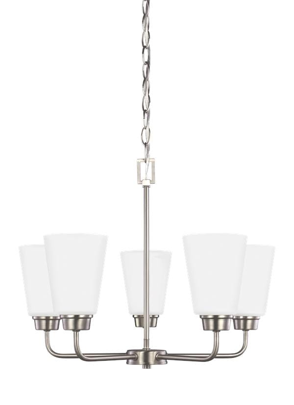 Brushed Nickel Five Light Chandelier from the Kerrville Collection
