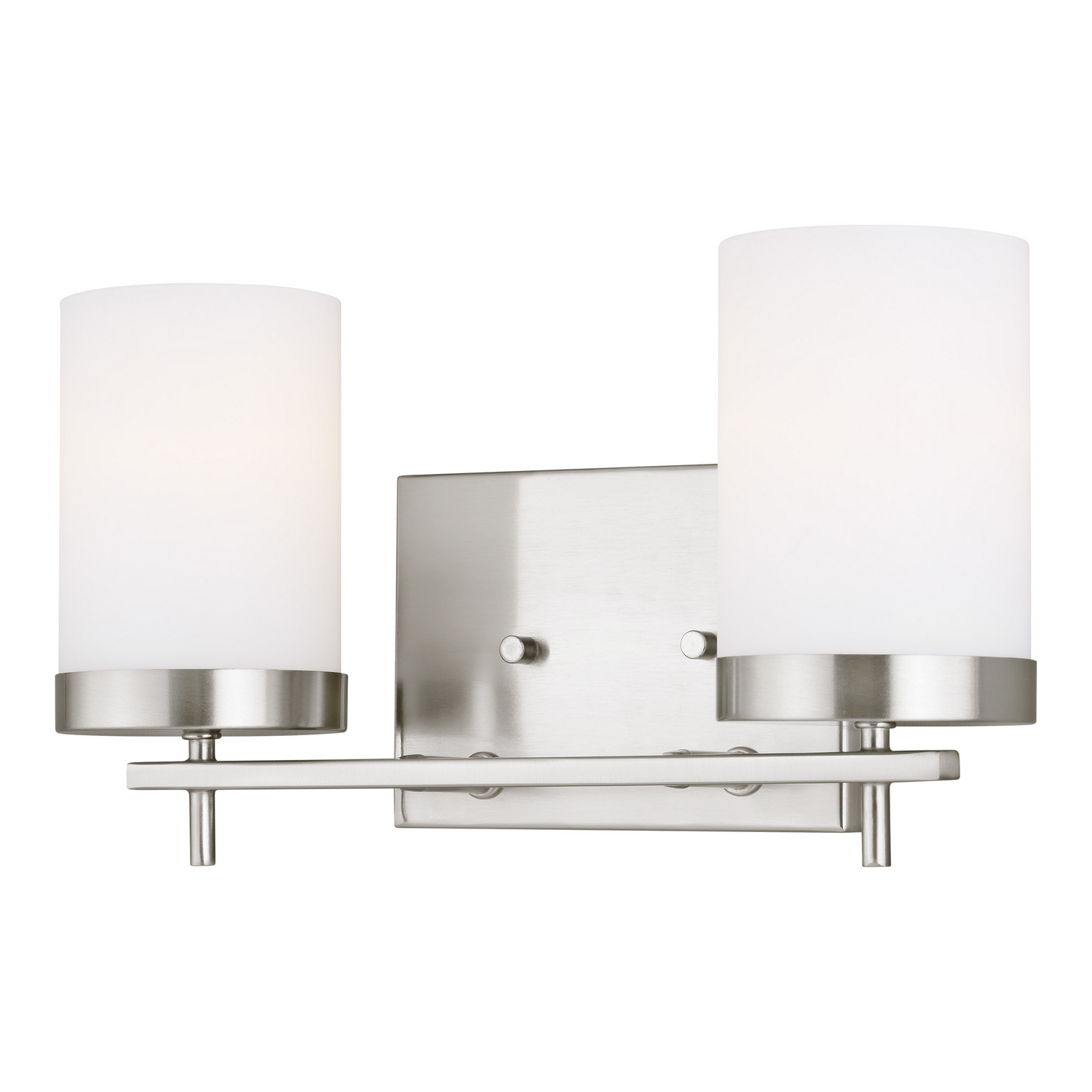 Brushed Nickel Two Light Wall Bath from the Zire Collection