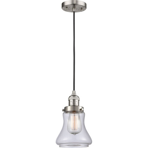 Brushed Satin Nickel One Light Mini Pendant from the Franklin Restoration Collection