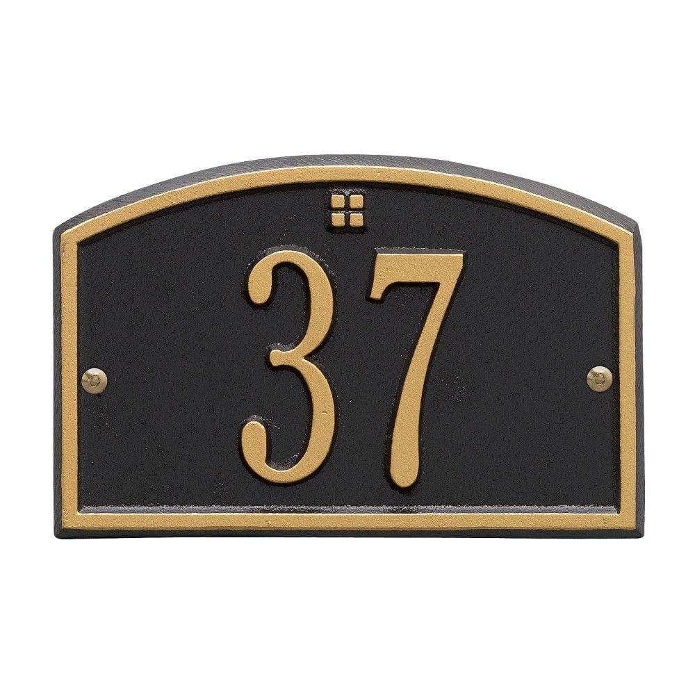 Cape Charles Rectangular Black/Gold Petite Wall 1-Line Address Plaque