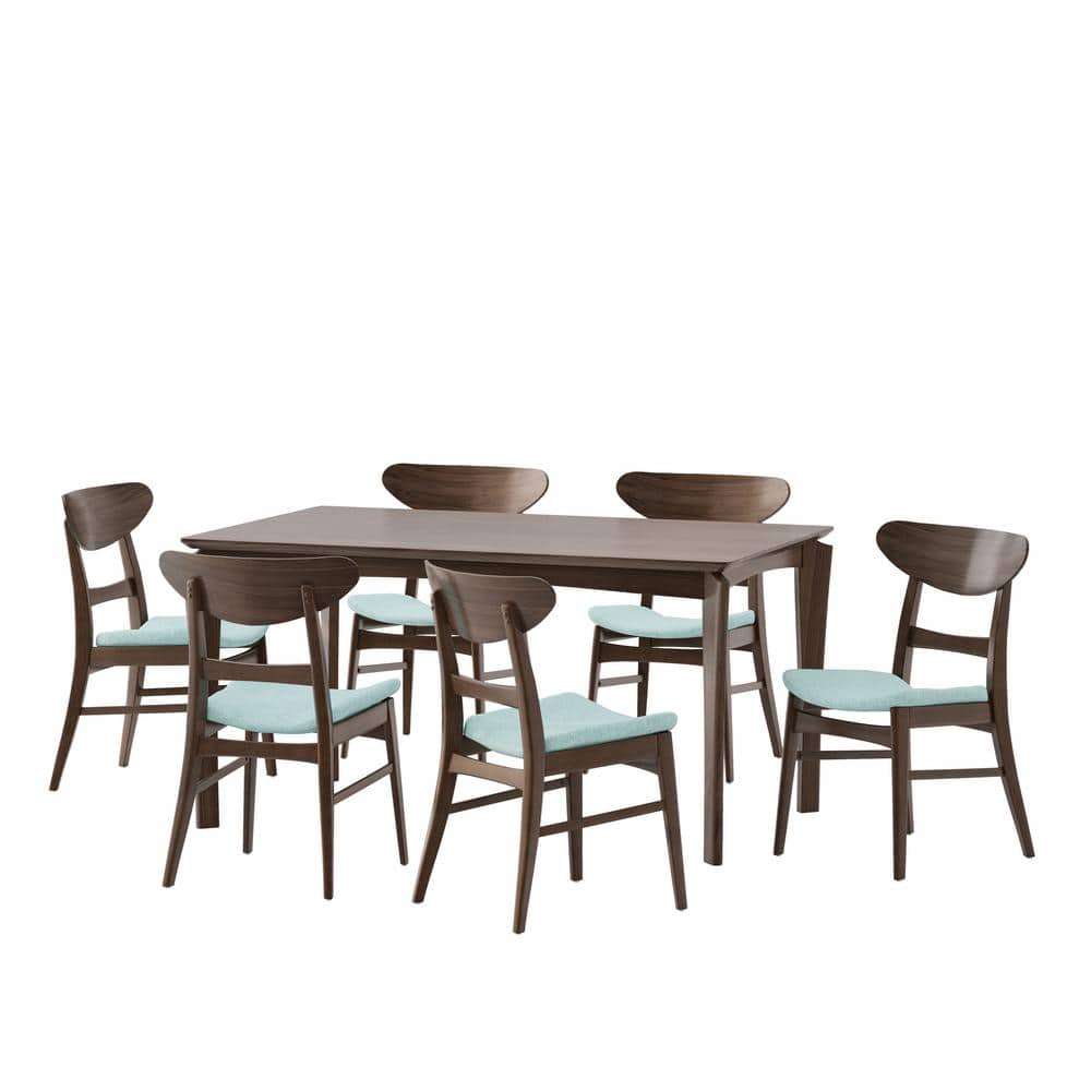 Carmody Walnut and Mint Dining Set 7-Piece